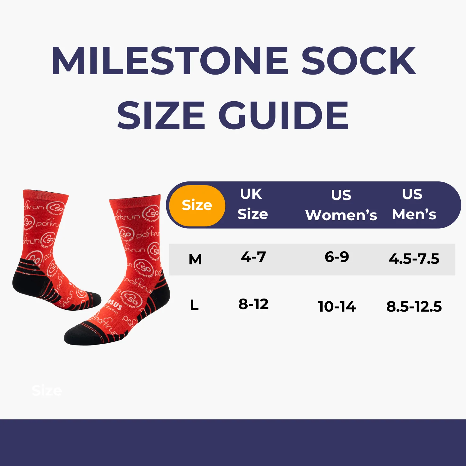 parkrun Milestone 100 Walk/Run Socks - Image 2